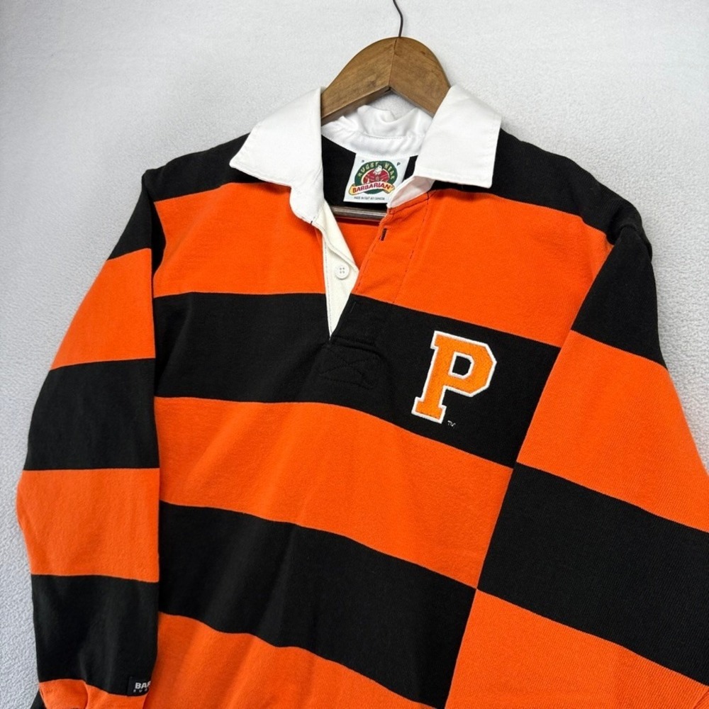 Princeton Rugby Shirt Men's Small Black Orange Thick Heavyweight University 90s